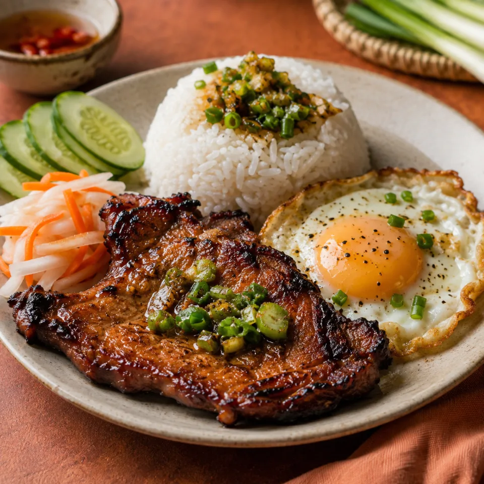 Phần cơm trưa gọn gàng, đủ món mặn canh rau — khách ăn trưa